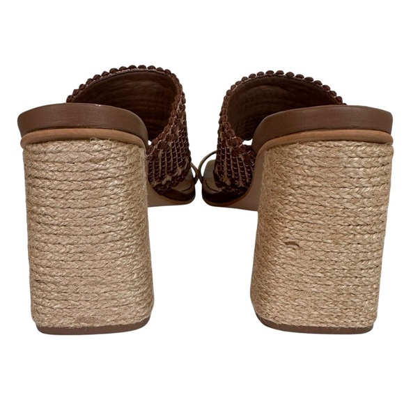 Kaanas Ramie Slide Sandal Brown Woven Jute Block Heel Mule Size 9 Boho Chic - Picture 7 of 13